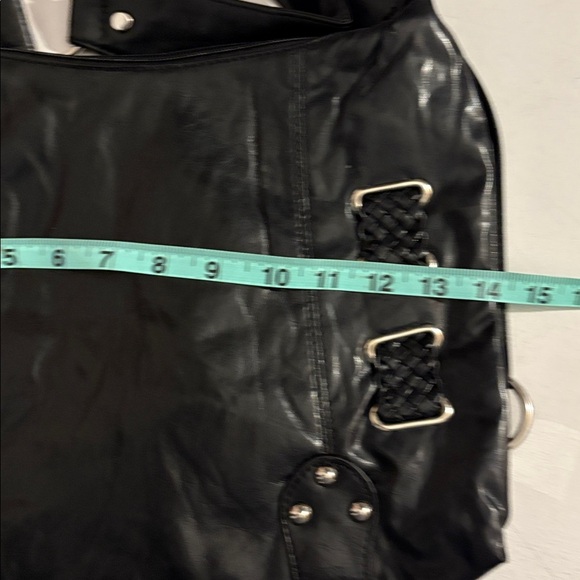 New Black, leather gold buckle ring hardware Harley Davidson inspired hobo bag - Picture 9 of 11